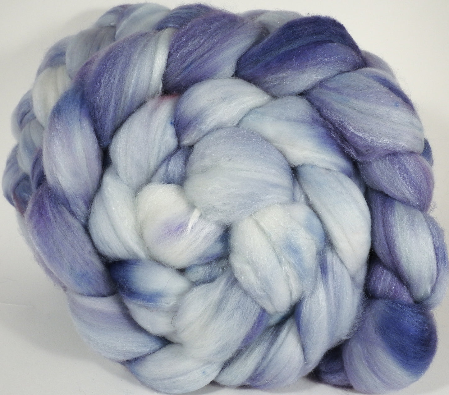 Batt in a Braid #35 - Silver Lining-( 5.65 oz. )- Sw Merino (18.5 mic) /Merino (18.5 mic) / Tussah Silk (40/40/20) - Inglenook Fibers