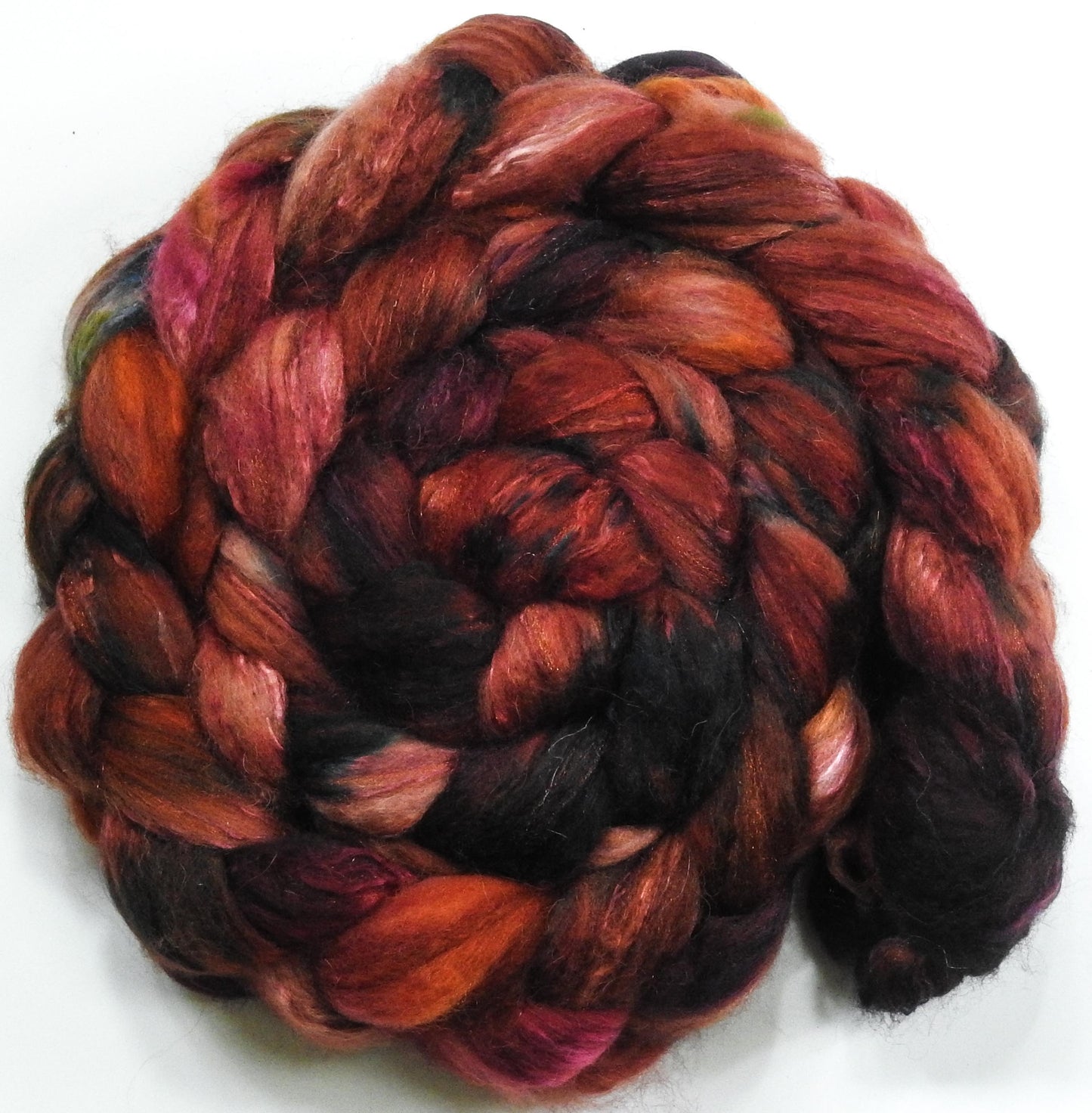 Jasper-Fusion Series- Batt in a Braid #5 -(5.9 oz.) Merino/ Camel/ silk/ faux cashmere/ firestar (25/25/25/12/12)