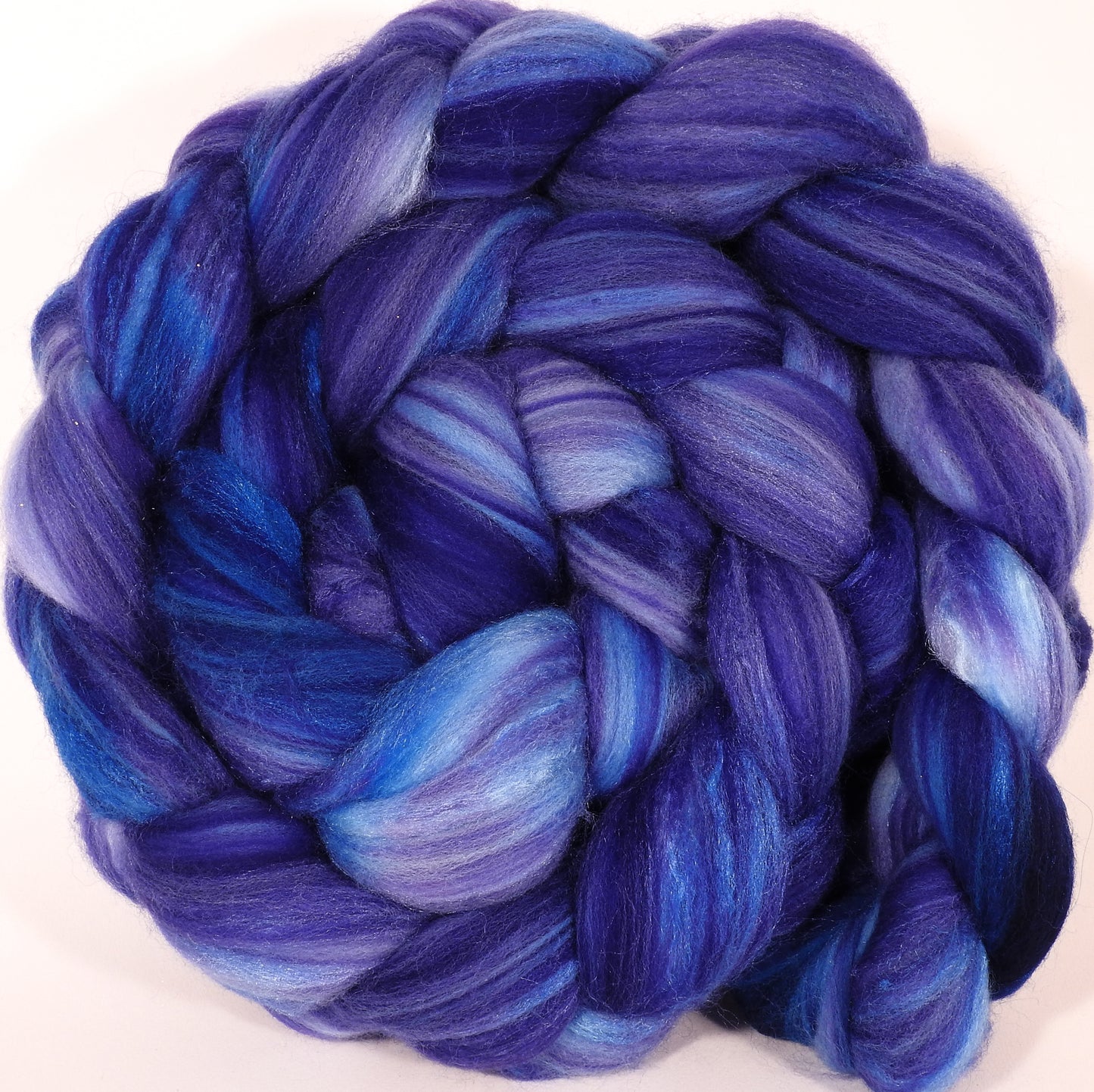 Batt in a Braid #35 -Hydrangea - Sw Merino (18.5 mic) /Merino (18.5 mic) / Tussah Silk (40/40/20) - Inglenook Fibers