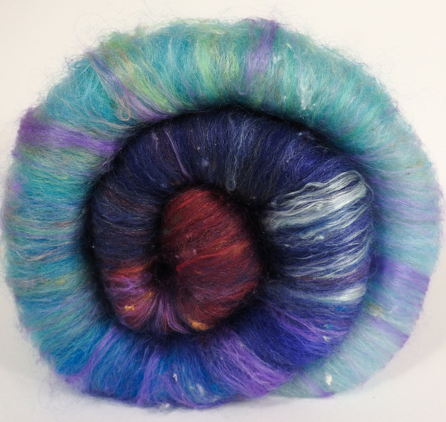 Advice from a Caterpillar - Roly Poly batts- 35% Cotswold fleece, merino, silk, bamboo, silk noil (angelina in the sparkle batts) - Inglenook Fibers