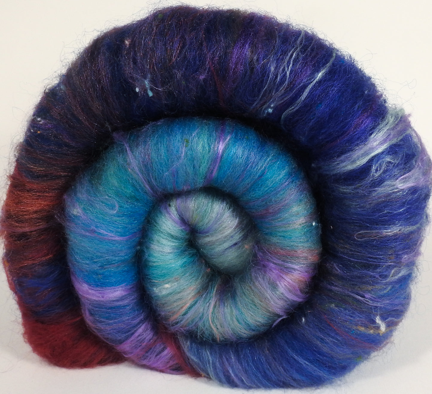 Advice from a Caterpillar - Roly Poly batts- 35% Cotswold fleece, merino, silk, bamboo, silk noil (angelina in the sparkle batts) - Inglenook Fibers