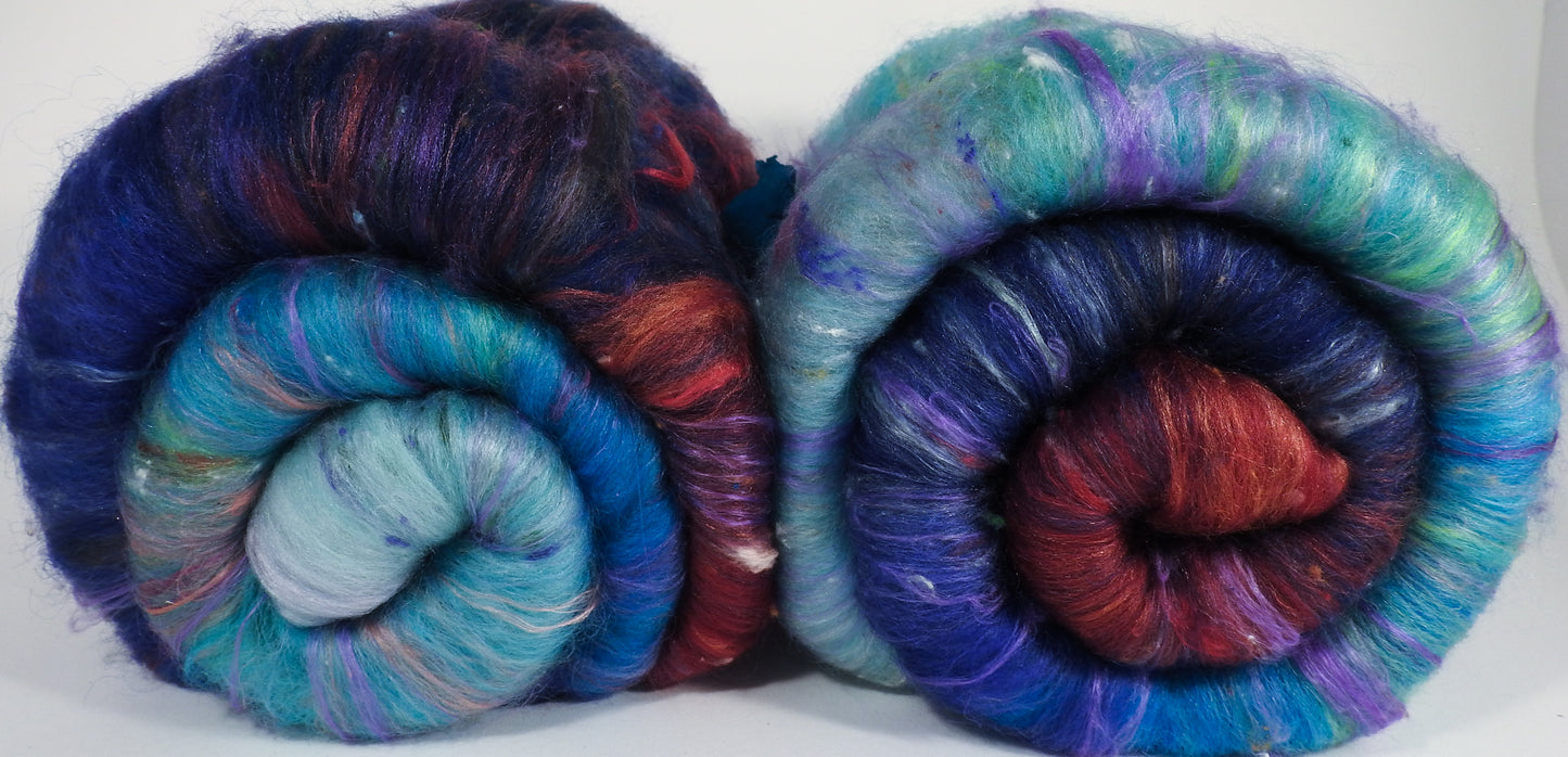 Advice from a Caterpillar - Roly Poly batts- 35% Cotswold fleece, merino, silk, bamboo, silk noil (angelina in the sparkle batts) - Inglenook Fibers
