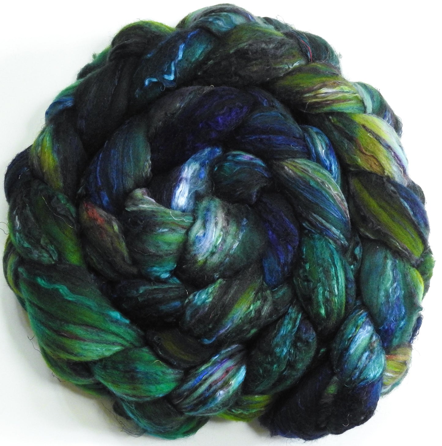 Batt in a Braid #39 - Singular 25 -(6.2 oz.) Falkland Merino/ Mulberry Silk / Sari Silk (50/25/25)
