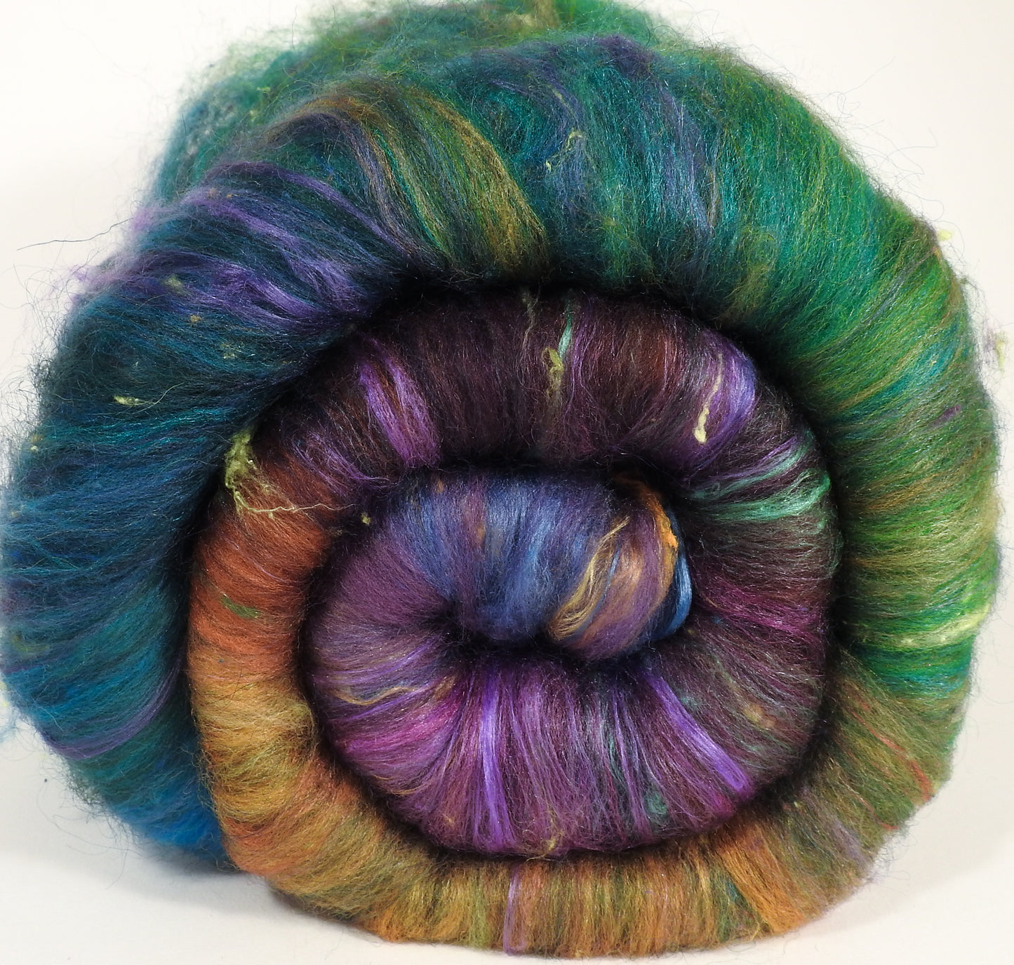 Jabberwocky - Roly Poly batts- 35% Cotswold fleece, merino, rambouillet silk, bamboo, silk noil (angelina in the sparkle batts) - Inglenook Fibers