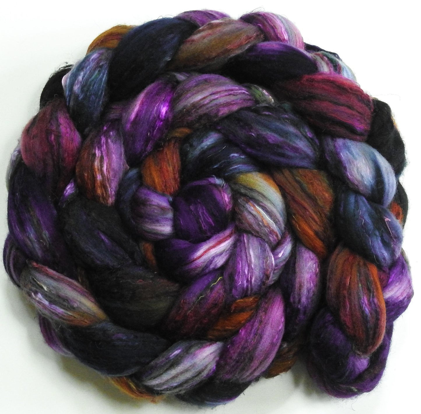 Batt in a Braid #39 - Singular 29 -(6.2 oz.) Falkland Merino/ Mulberry Silk / Sari Silk (50/25/25)