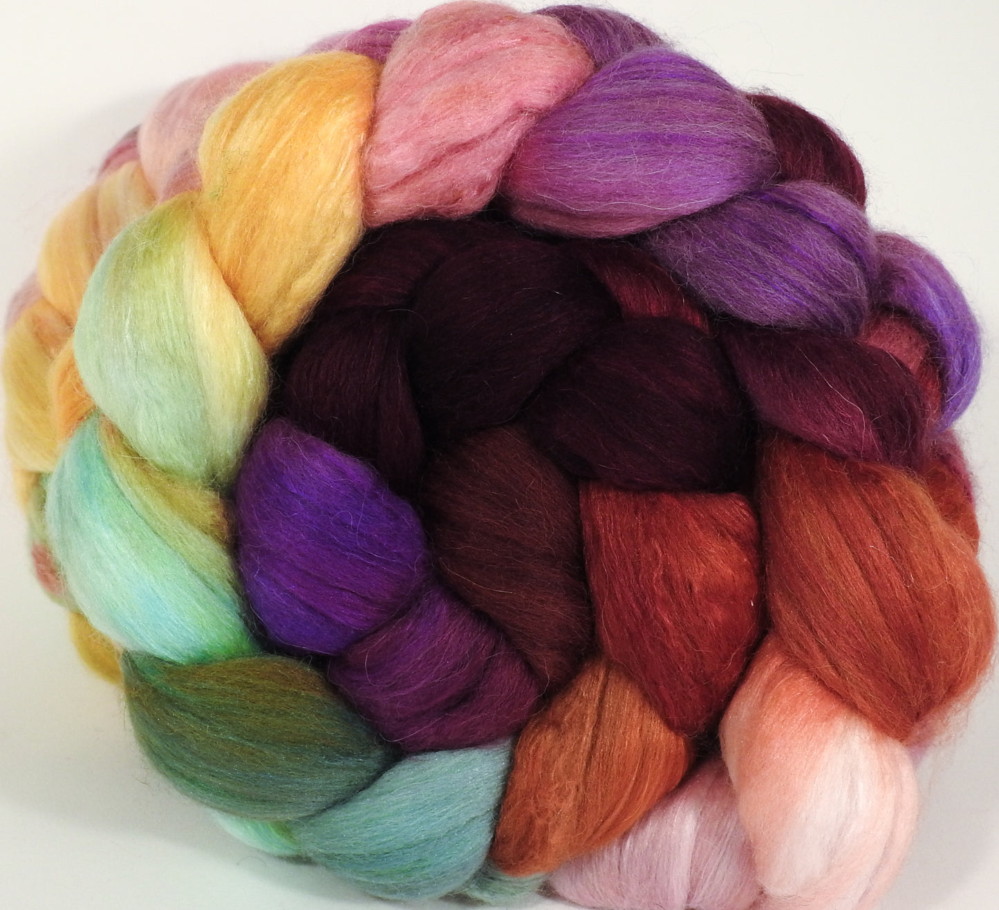 Batt in a Braid #25- The Red Queen - De-haired Llama/ Polwarth/ Mulberry Silk (33/33/33 ) - Inglenook Fibers