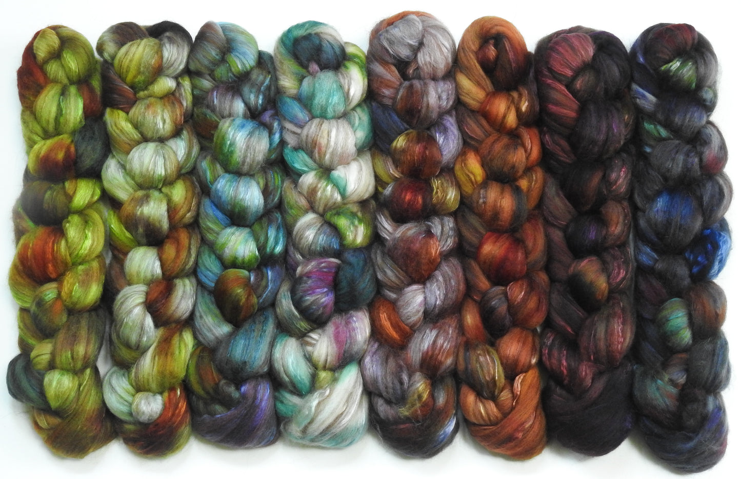 Fungus Among Us- Gradient Braid Set - Fusion Series-(12 oz).-18.5 mic merino/ camel/ brown alpaca/ mulberry silk/ (40/20/20/20)