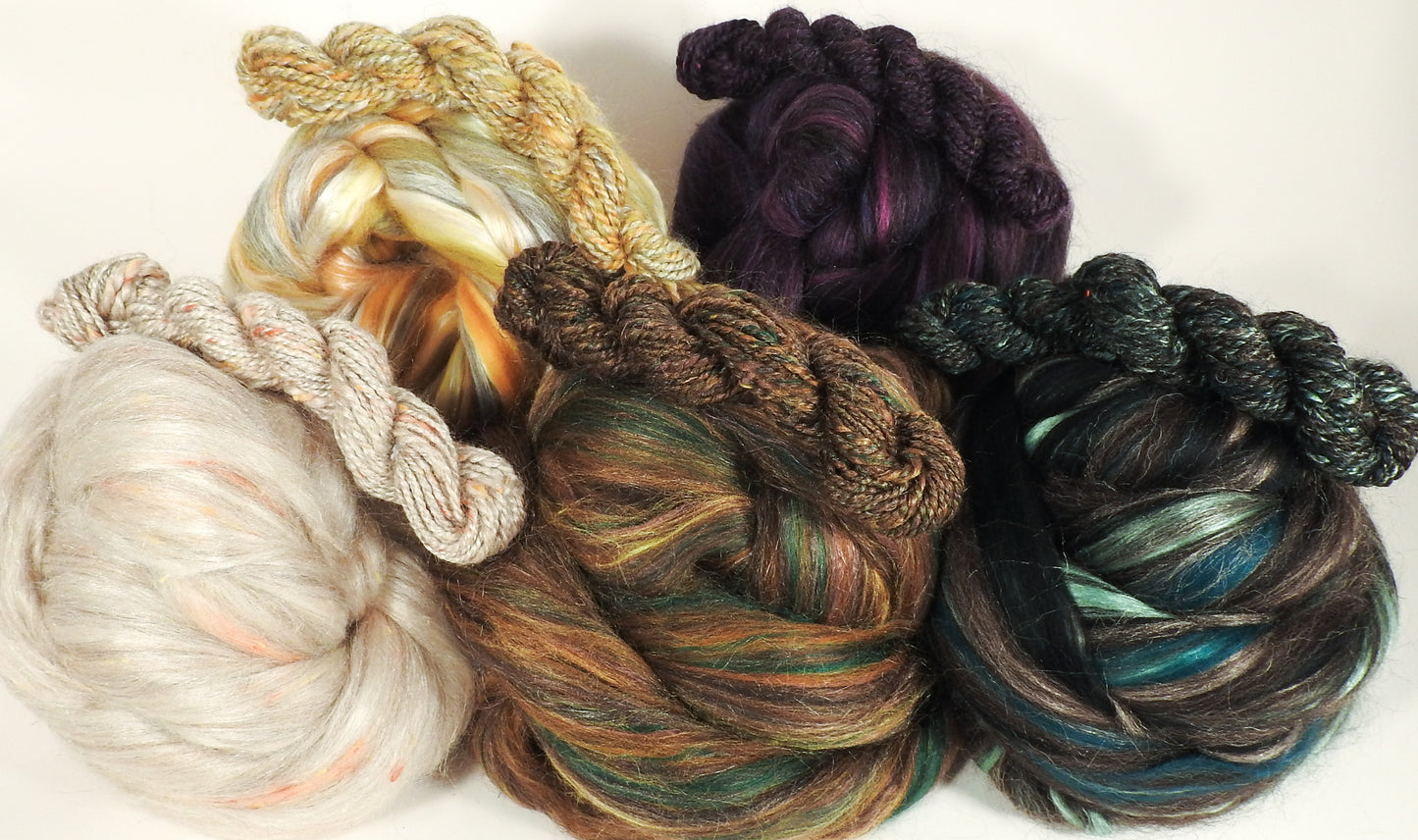 Custom Blended Top-Elemental Blends Sampler- 3 oz ( .6 oz each of 5 blends) - Inglenook Fibers
