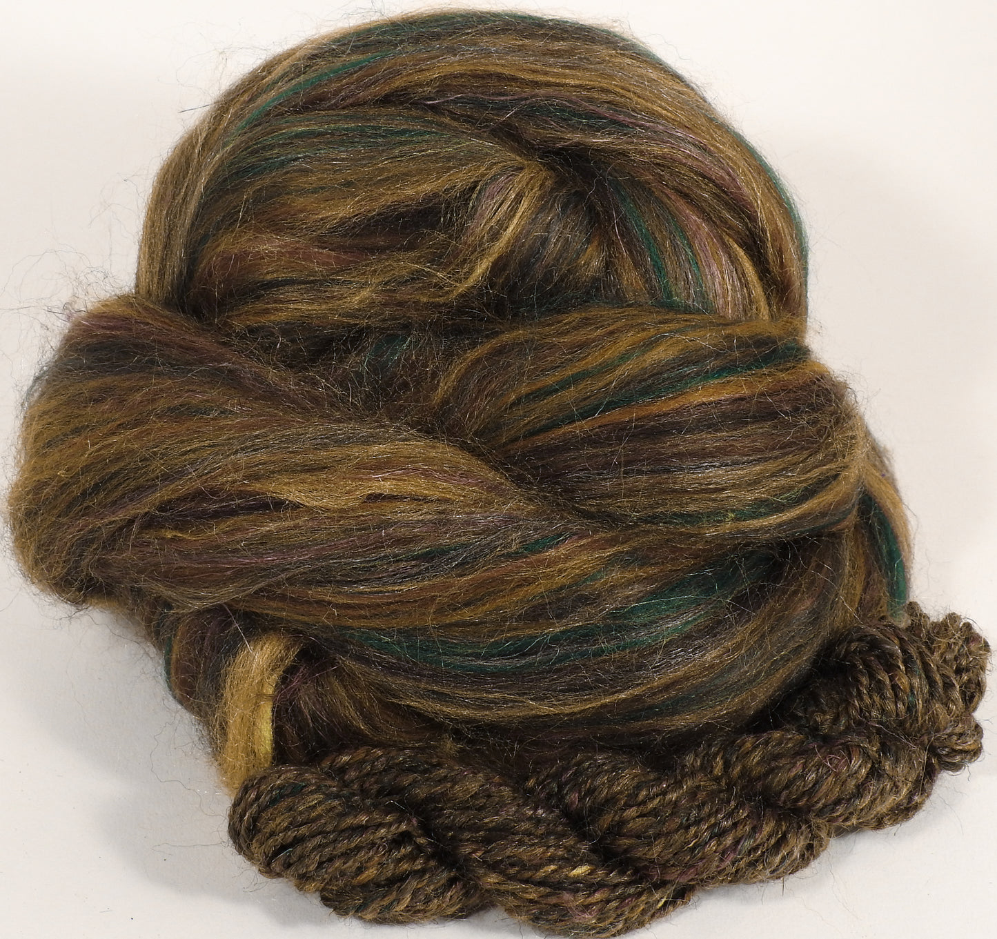 Pyrite - Custom Blended Top- Merino/Corriedale/Silk(Peduncle and Mulberry)/Bamboo/FLAX (25/25/25/15/10) - Inglenook Fibers