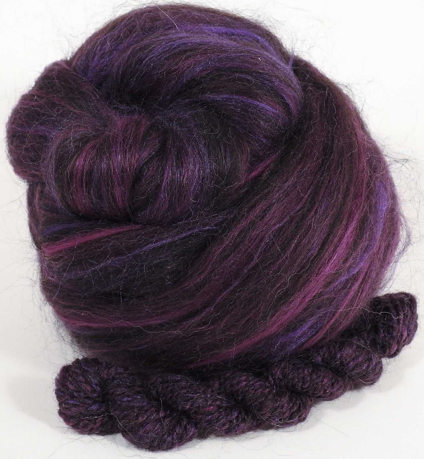 Obsidian - Custom Blended Top- Zwartbles/Black Baby Alpaca/Silk (Mulberry and Tussah) (40/30/30) - Inglenook Fibers