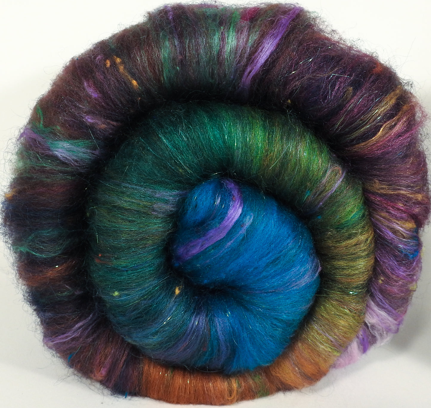 Jabberwocky - Roly Poly batts- 35% Cotswold fleece, merino, rambouillet silk, bamboo, silk noil (angelina in the sparkle batts) - Inglenook Fibers