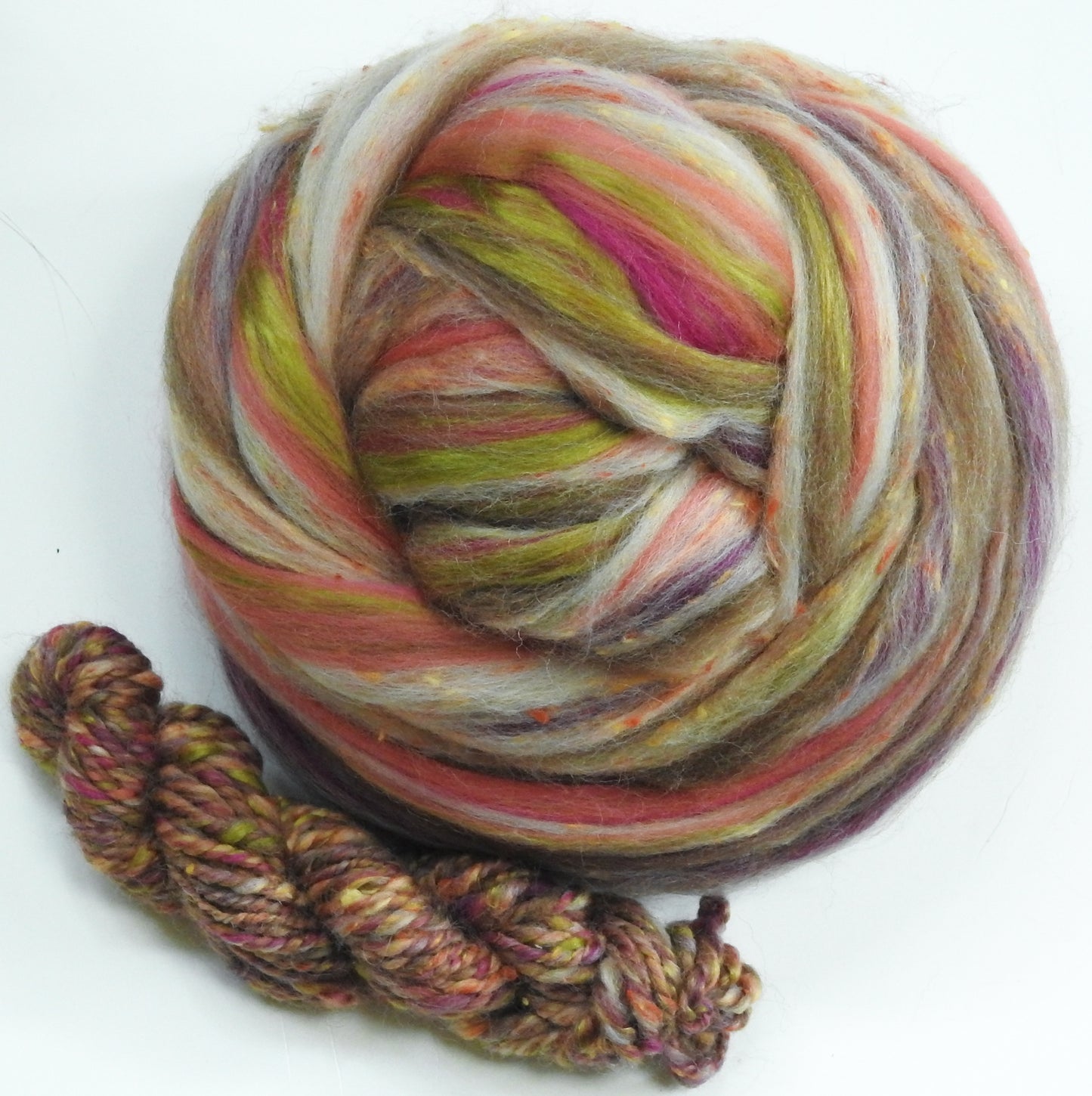 Pie Blends -Raspberry Peach - Merino/Manx/Tweed Blend/Mulberry silk (40/25/25/10)
