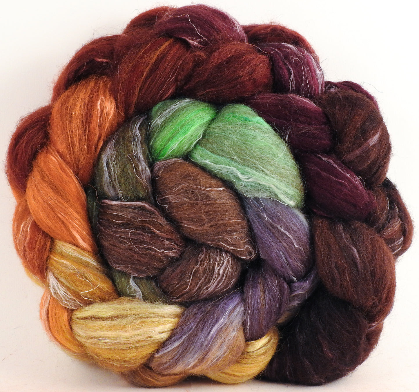 Batt in a Braid #32 -Trumpkin-(5.6 oz) Manx Loaghtan/ Wht Bfl / Tussah Silk/ Flax( 30/30/30/10)