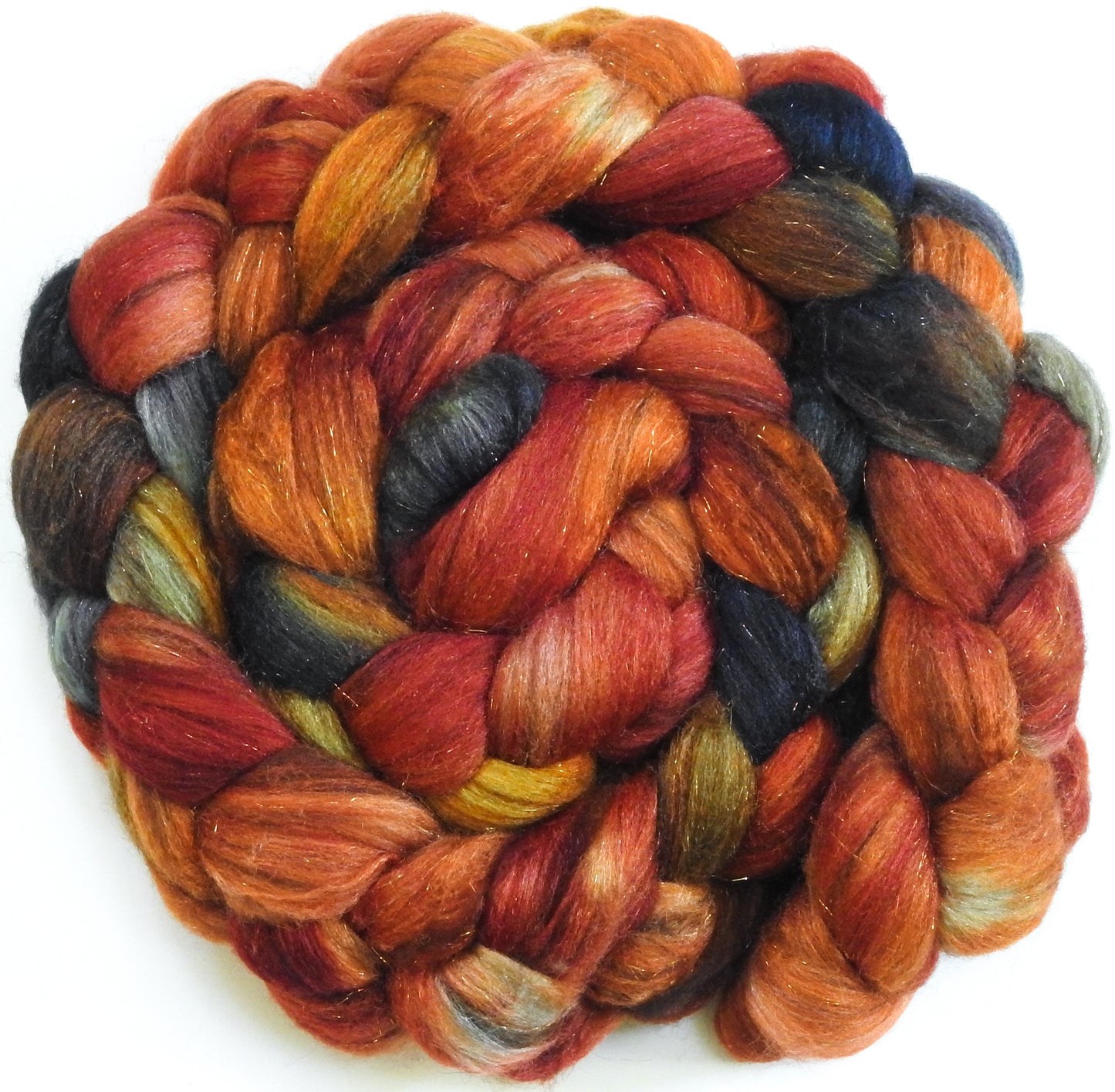 Rowan Berry- Batt in a Braid #53- YAK/ Tussah silk/ Superfine Merino/Gold Stellina(30/30/30/10)