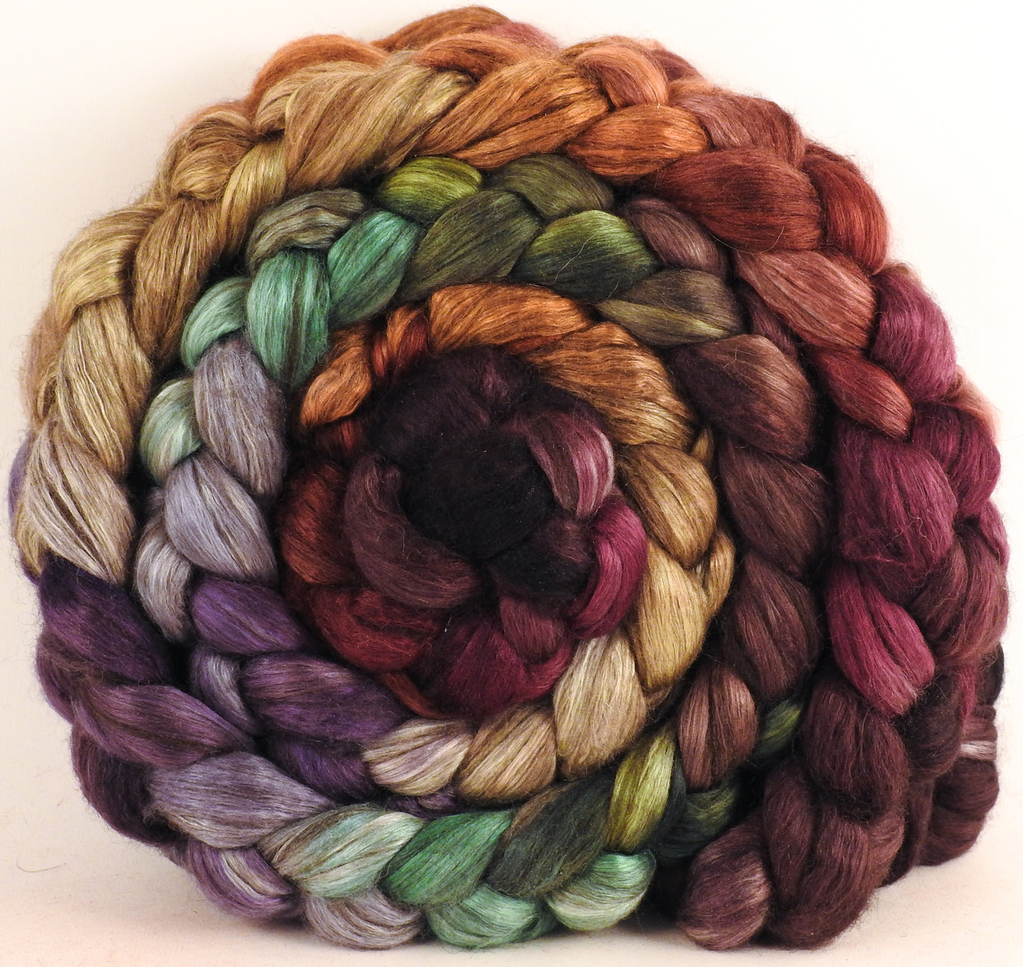 Hand dyed yak/ mulberry silk top -Trumpkin (4.2 oz.) - (50/50)