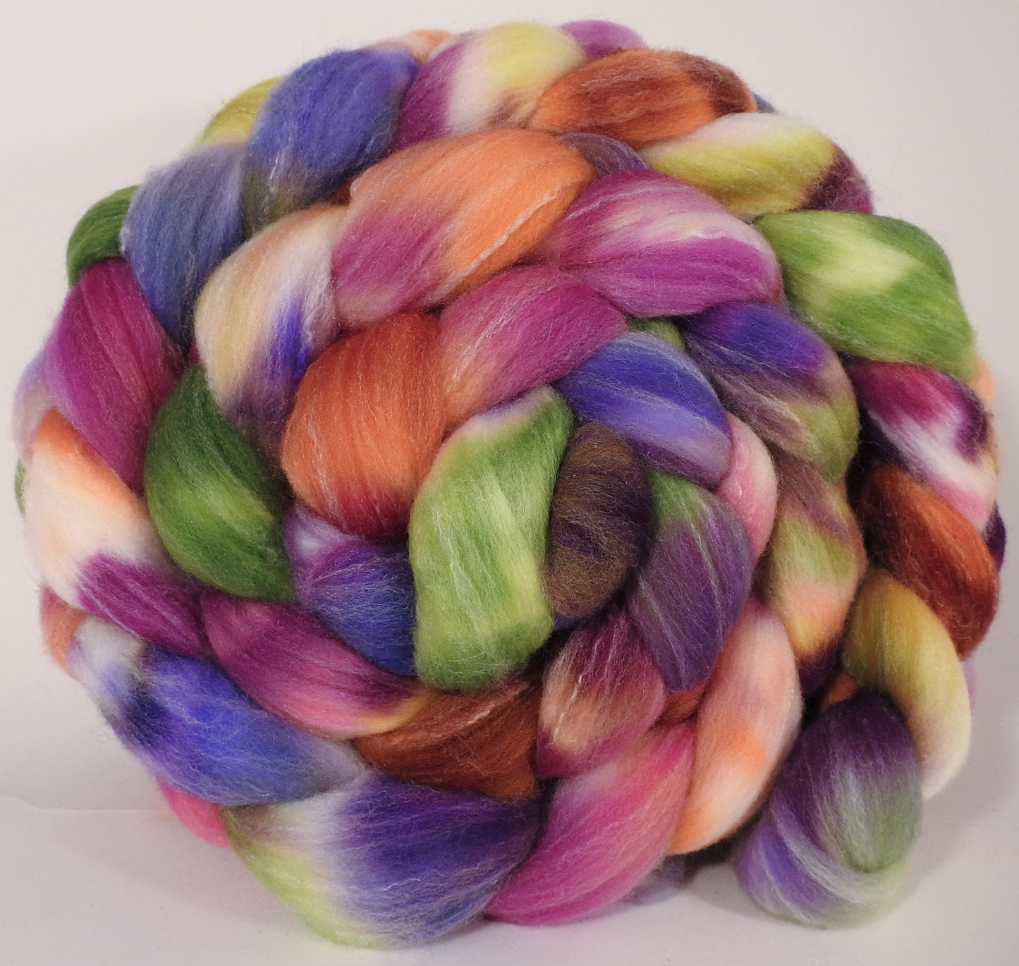 Hand dyed top for spinning -Talking Flowers - (5.35 oz.) Targhee/silk/ bamboo ( 80/10/10) - Inglenook Fibers