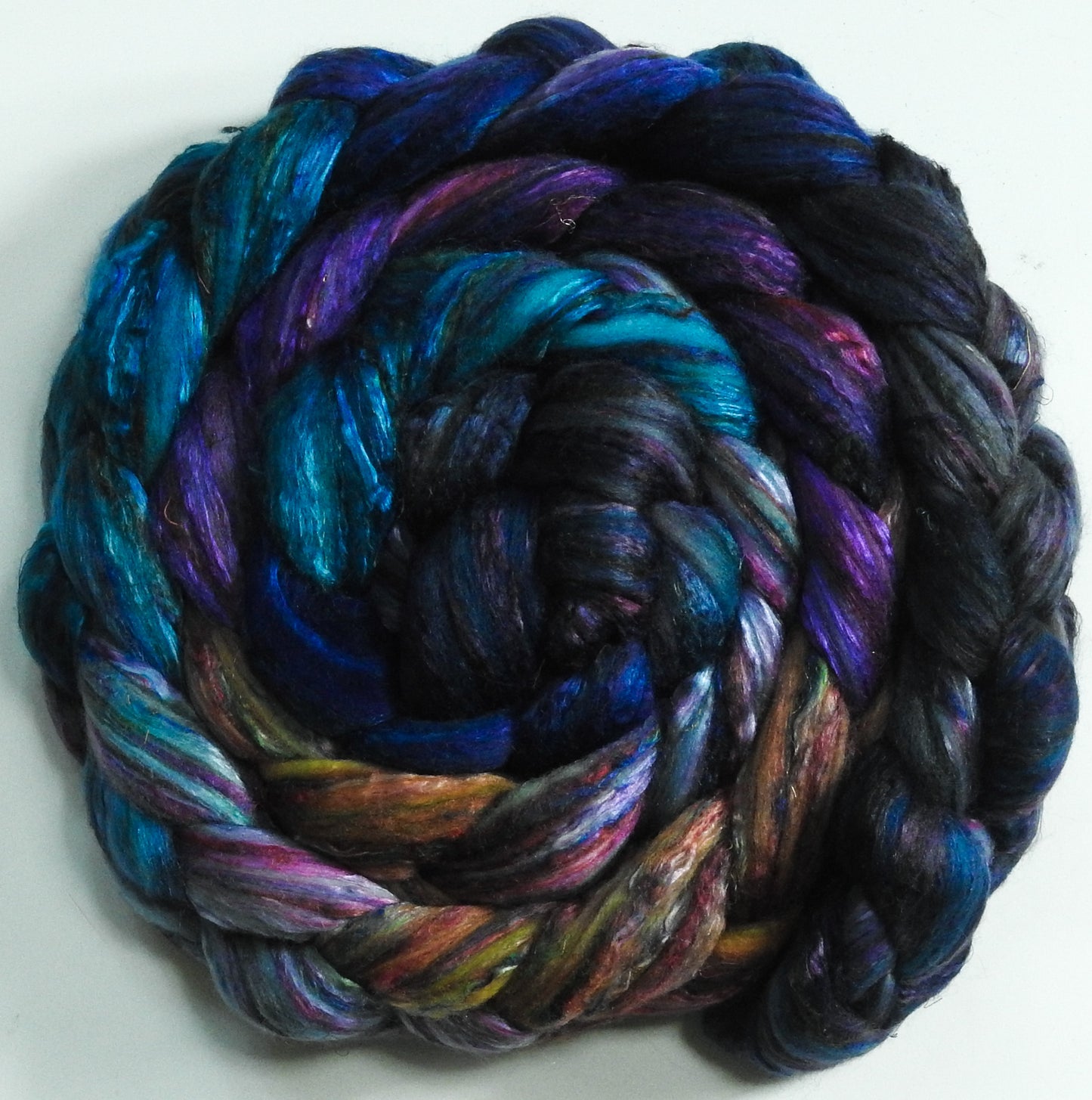 Trinidad - Batt in a Braid #39 - Falkland Merino/ Mulberry Silk / Sari Silk (50/25/25)