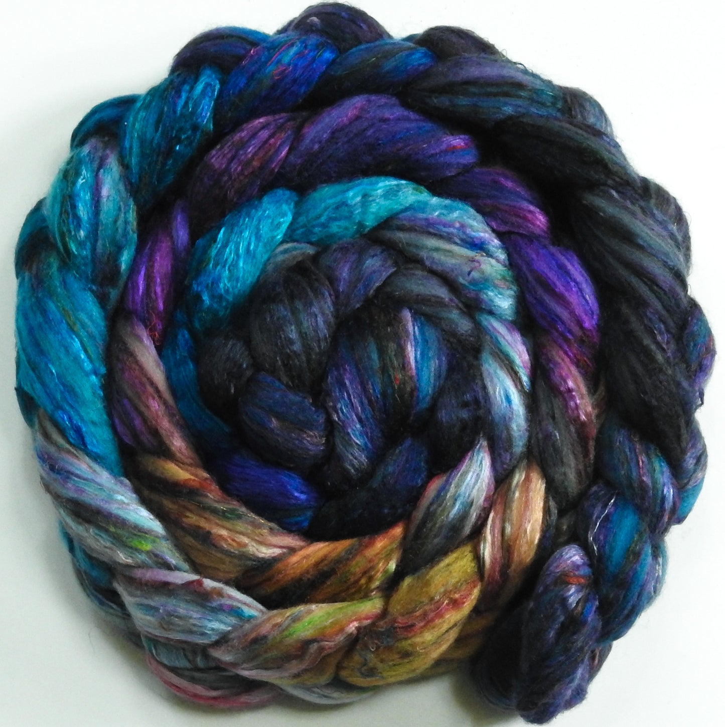 Trinidad - Batt in a Braid #39 - Falkland Merino/ Mulberry Silk / Sari Silk (50/25/25)
