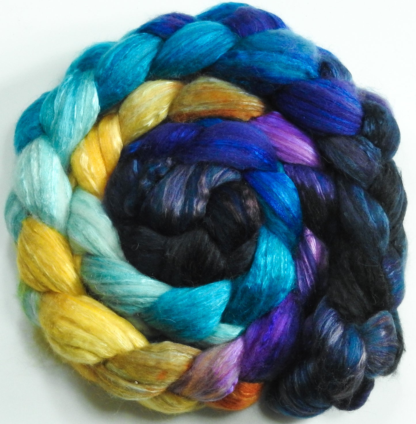Trinidad (6 oz) - Batt in a Braid #5 - Merino/ Camel/ silk/ faux cashmere/ firestar (25/25/25/12/12)