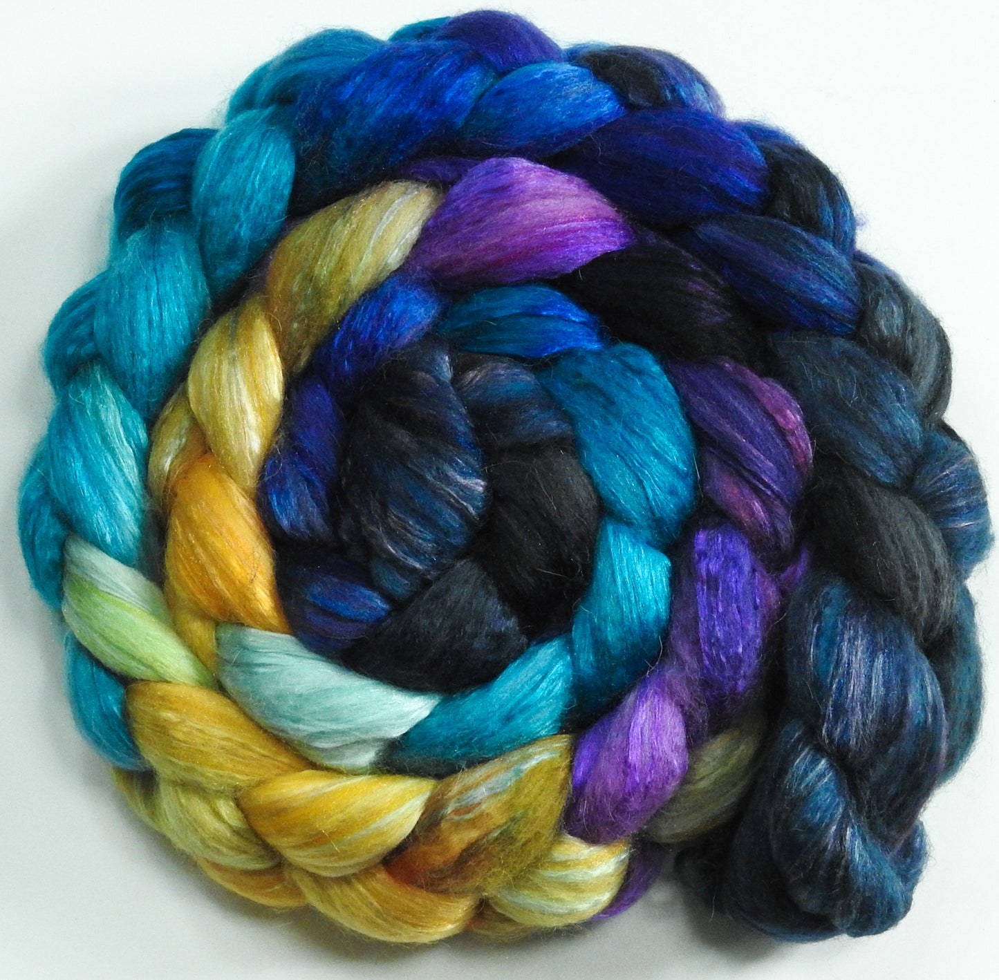 Trinidad (6 oz) - Batt in a Braid #5 - Merino/ Camel/ silk/ faux cashmere/ firestar (25/25/25/12/12)