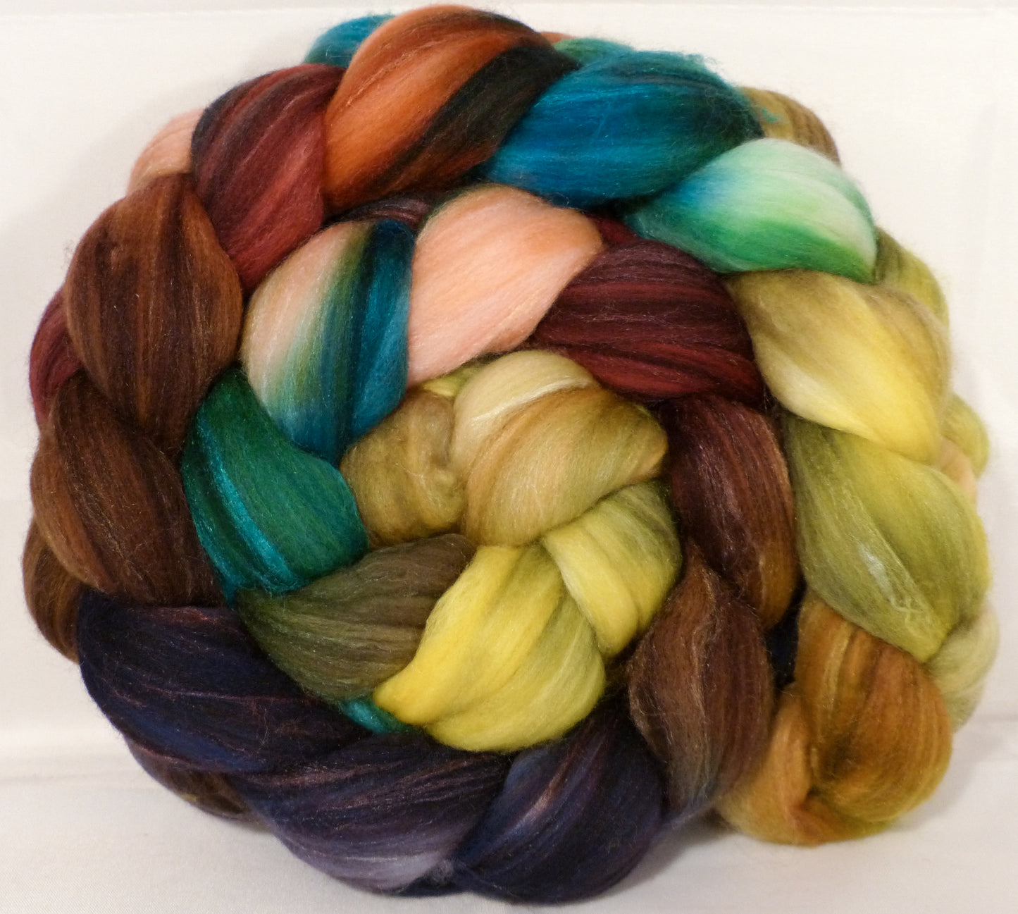 Batt in a Braid #35 -Toadstools- (6 oz.)Sw Merino (18.5 mic) /Merino (18.5 mic) /tussah Silk ( 40/40/20 ) - Inglenook Fibers