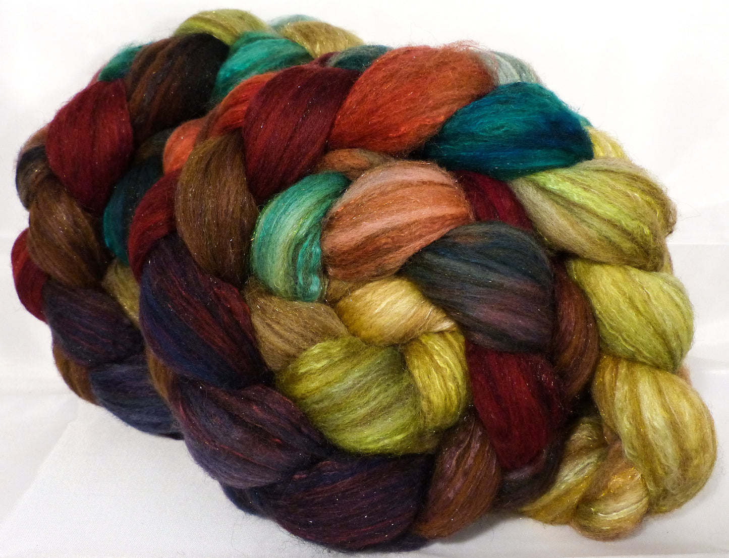 Braid #7 -Toadstools-Polwarth/ Manx / Mulberry silk/ Firestar (30/30/30/10) - Inglenook Fibers