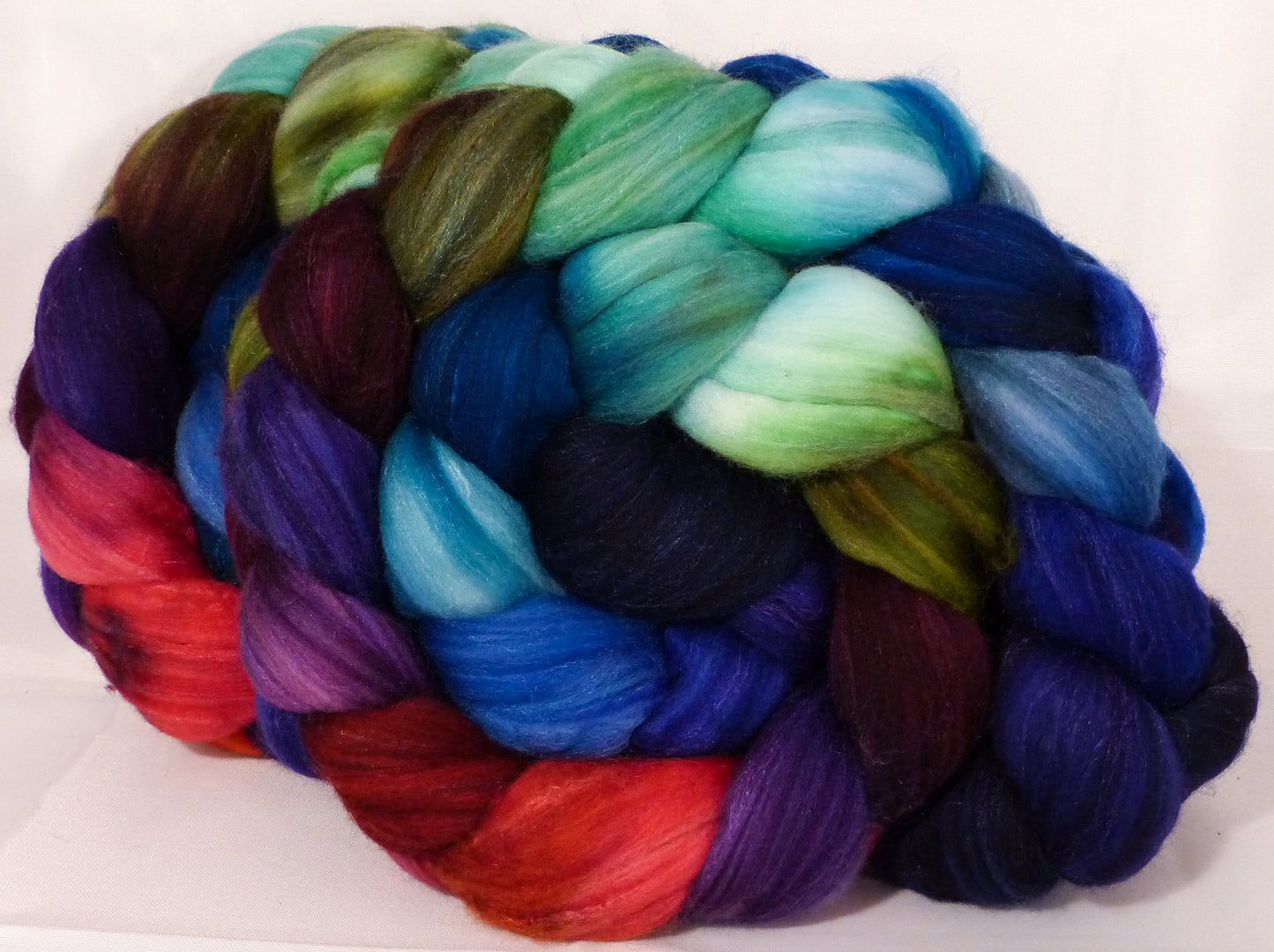 Batt in a Braid #35 -Jazzberry- (5.2 oz.)Sw Merino (18.5 mic) /Merino (18.5 mic) /tussah Silk ( 40/40/20 ) - Inglenook Fibers