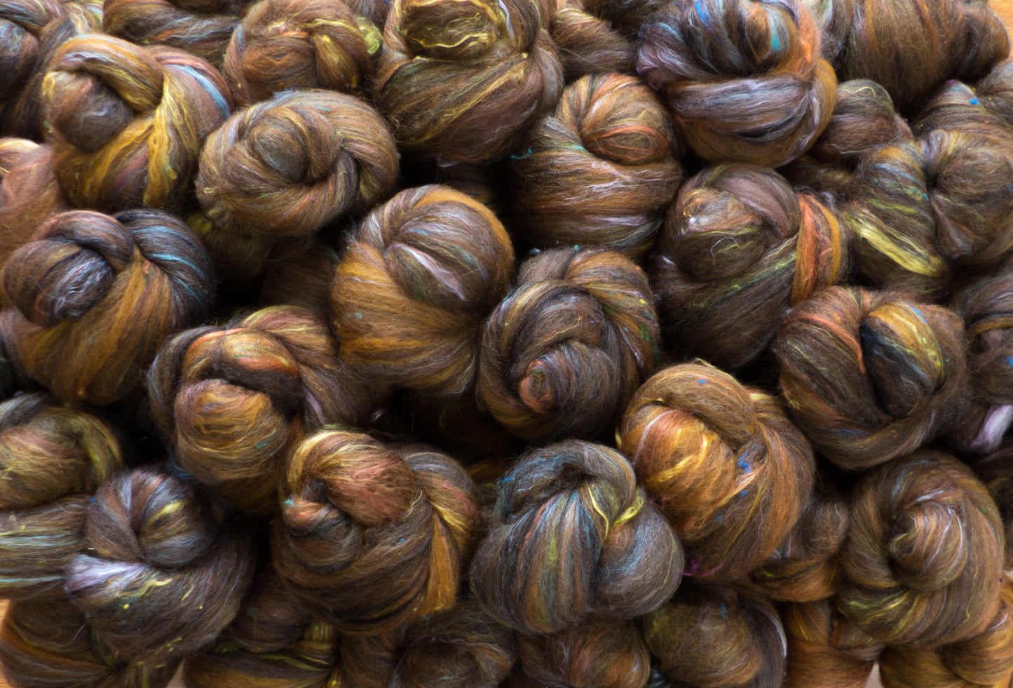 Brown Bear - Non-Sparkle Sticklebatts - 30% CVM/Rambouillet/Cotswold X fleece; merino, alpaca, silk, bamboo, silk noil