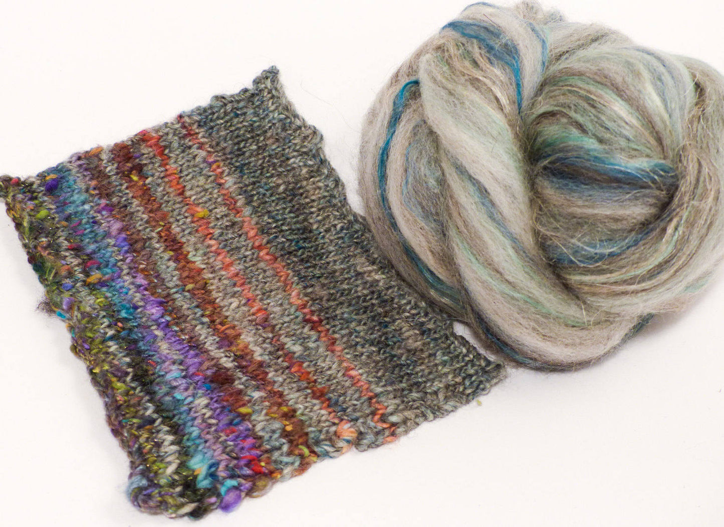 Nickel -( 4 oz.) Custom blended top - Bfl / Shetland/ Mulberry Silk/ Flax ( 35/25/25/15) - Inglenook Fibers