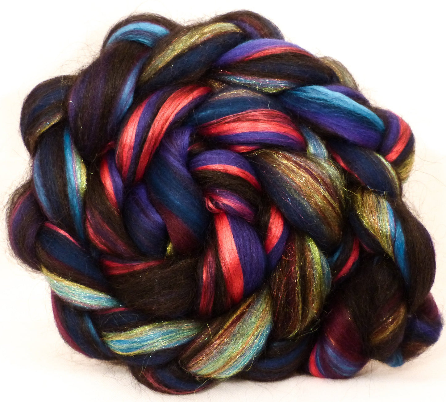 Cephalopod- Custom Blend Top- Merino/ Silk / Black Baby Alpaca / Rainbow Trilobal Firestar (50/25/15/10) - Inglenook Fibers