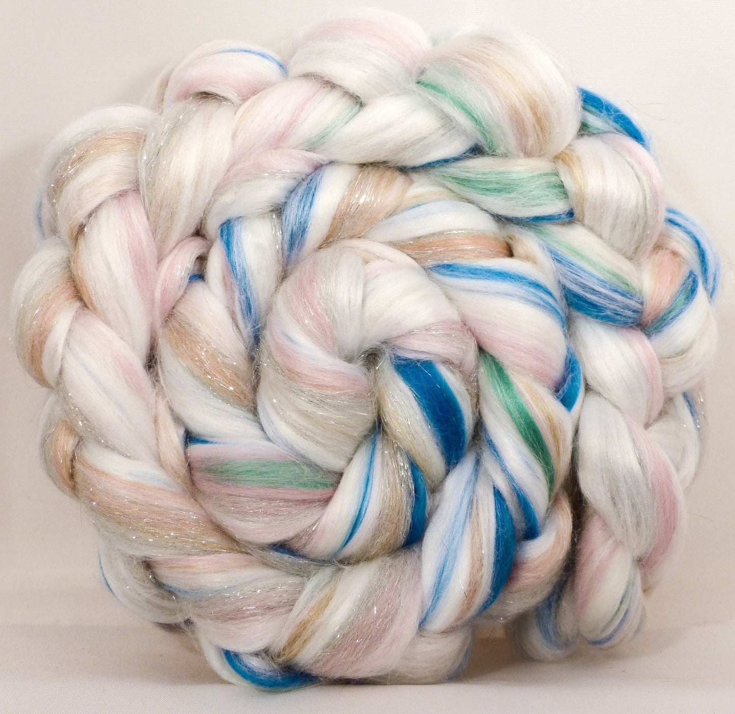 Nautilus- Custom Blended Top- Merino/ Silk / Pearl Fiber/ Silver Stellina (35/35/25/5) - Inglenook Fibers