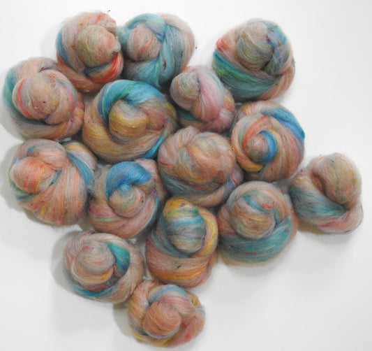 Beachcombing -(4 oz.) NON-Sparkle Sticklebatts -Merino X fleece, merino, ALPACA, Manx Loaghtan, silk, tweed blend
