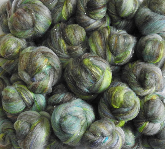 Calcite - Sparkle Sticklebatts (4.3 oz) - Merino Fleece, polwarth, merino, Scandinavian wool, silk, bamboo, silk noil, angelina