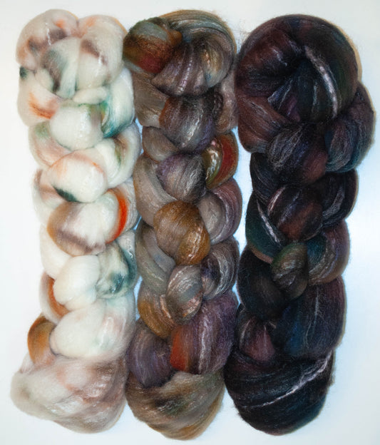 Carob - Gradient Braid Set -(5.5 oz).-Targhee/bamboo/silk ( 80/10/10)
