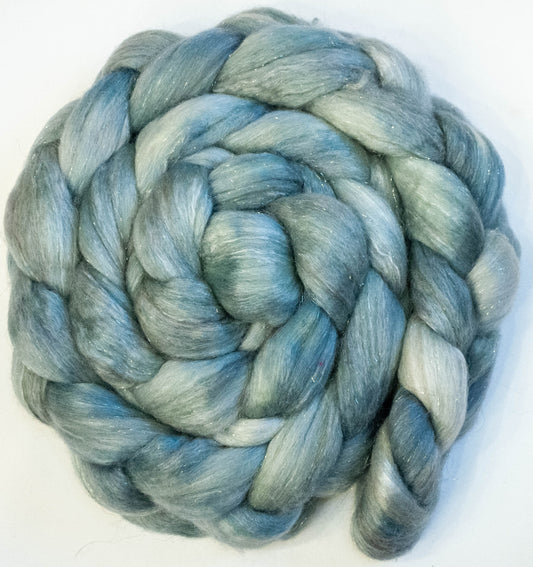 Silver Sage (5.6 oz.) - Batt in a Braid #41 - Llama / Merino ( 18 mic.)/ Mulberry silk/ Stellina (40/30/25/5)