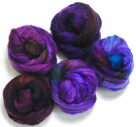 Pick Your Poison  - Gradient  Set -(7 oz) - Batt in a Braid #65 - Rambouillet/ Cormo / Sari Silk/ tussah silk (40/25/25/10)