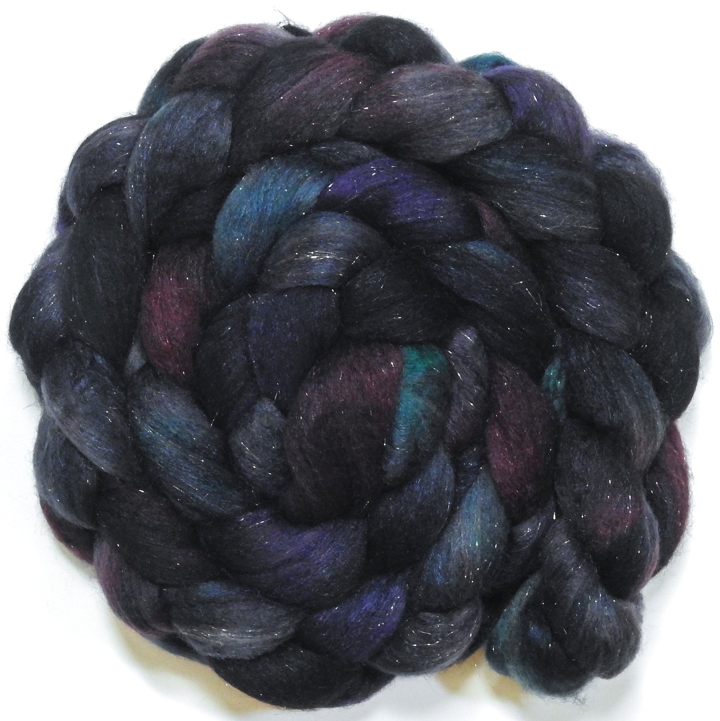 Witch-King (5.7 oz) - Batt in a Braid #67 - Polwarth/Baby Camel/Tussah Silk/ Gold Stellina (40/25/25/10)