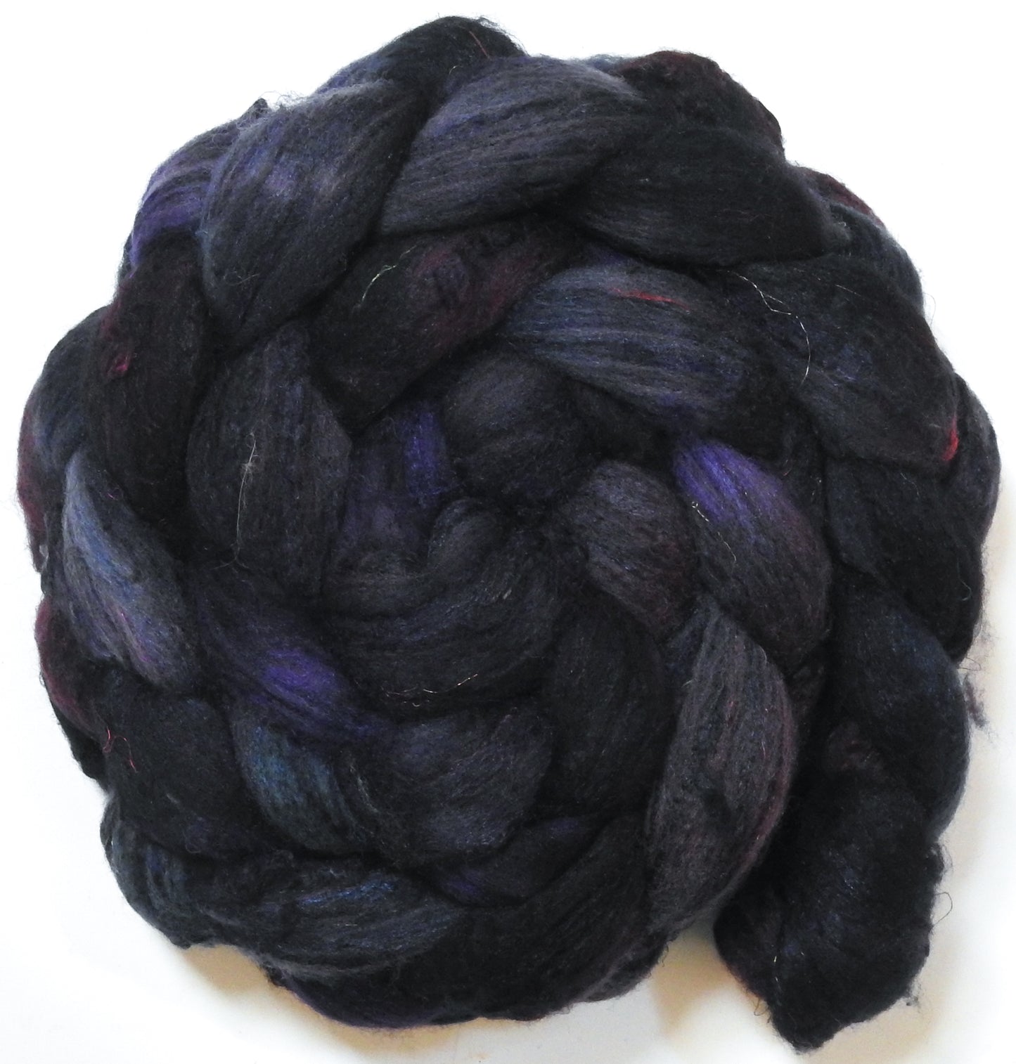 Witch-King (5.7 oz) - Batt in a Braid #65 - Rambouillet/ Cormo / Sari  silk/ Tussah silk (40/25/25/10)