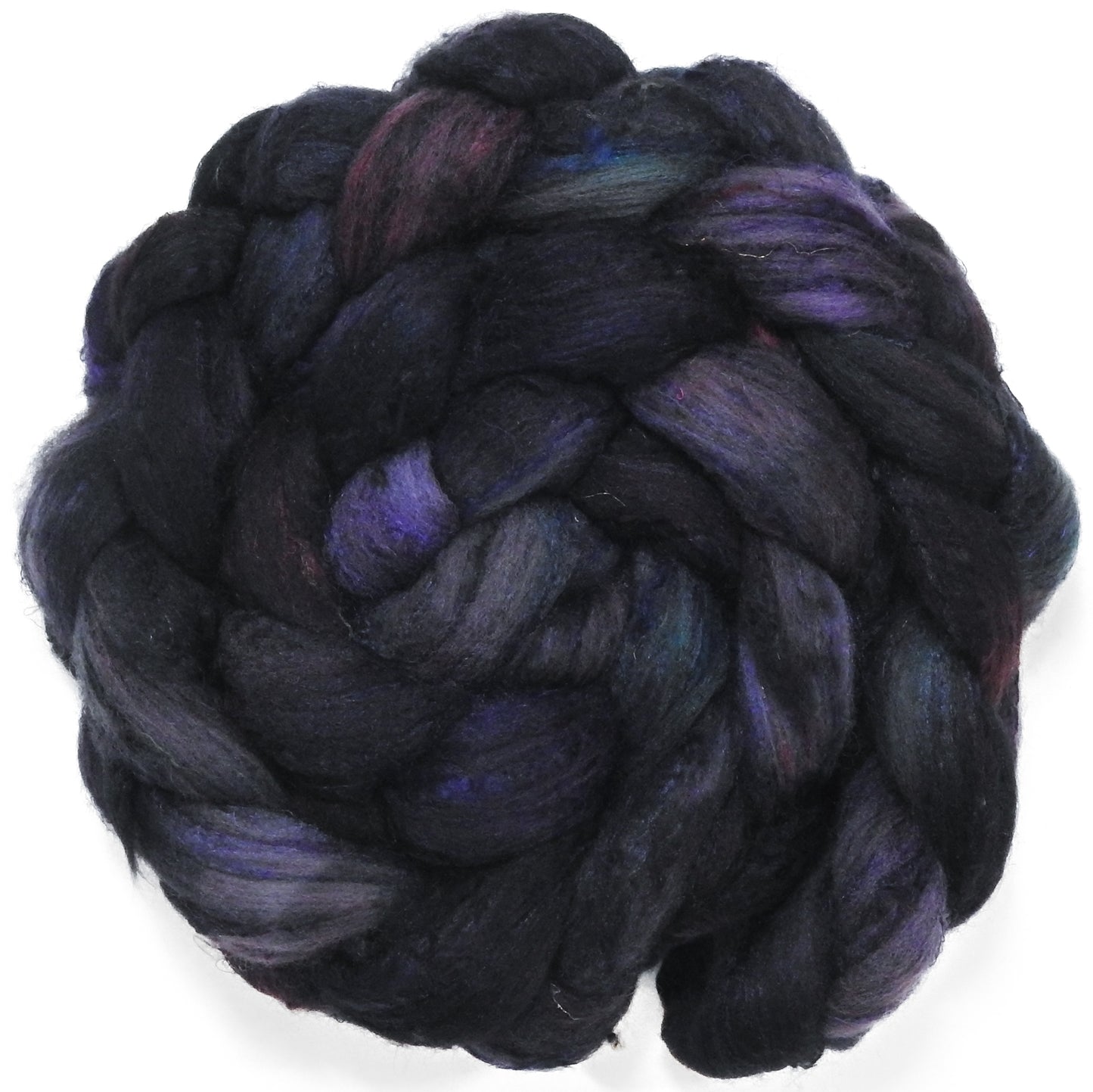 Witch-King (5.7 oz) - Batt in a Braid #65 - Rambouillet/ Cormo / Sari  silk/ Tussah silk (40/25/25/10)