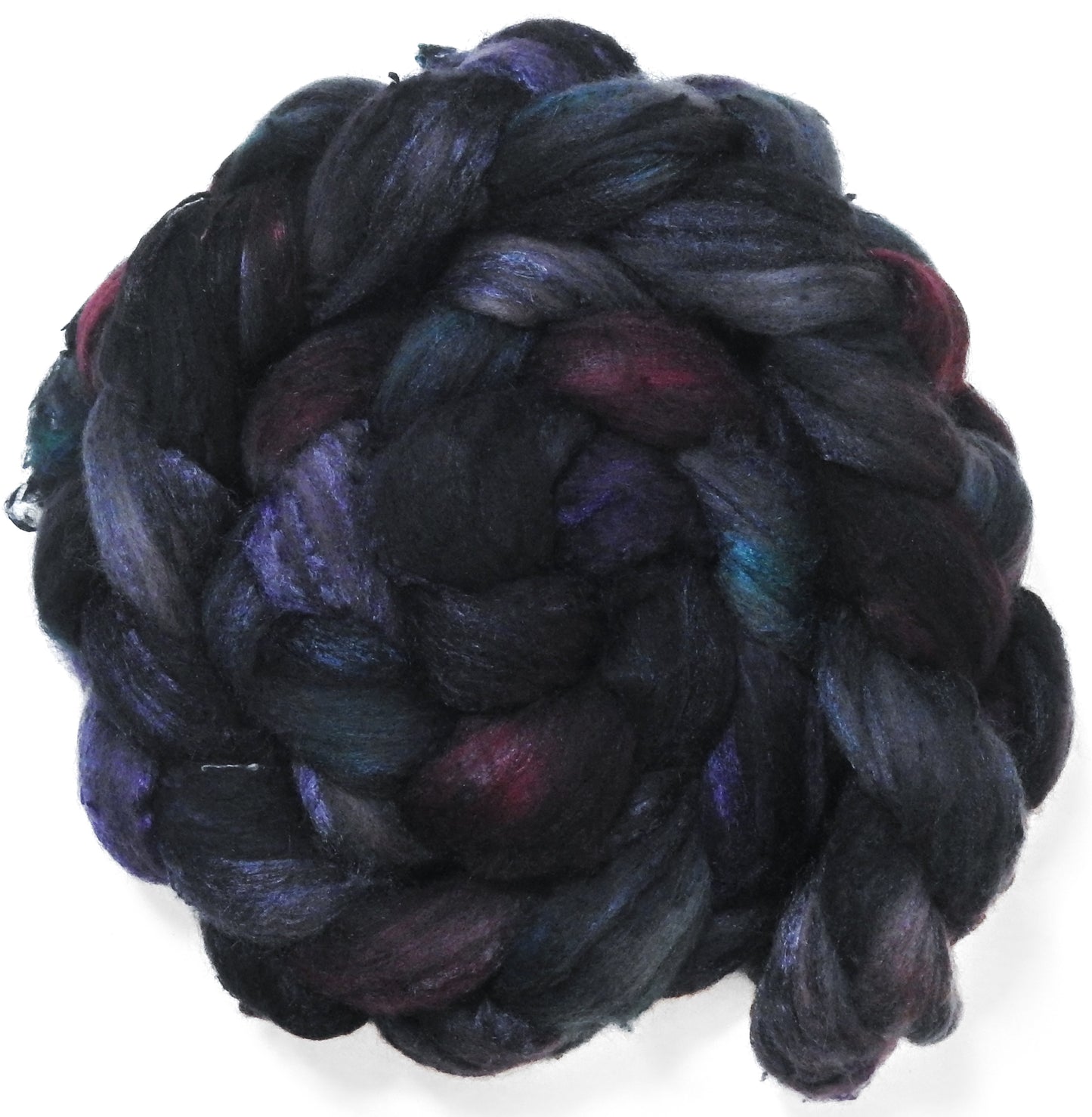 Witch-King (5.8 oz) - Batt in a Braid #66 - Cormo/ Tussah Silk / Silk Slubs(60/25/15)