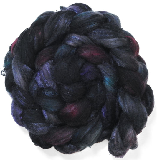 Witch-King (5.8 oz) - Batt in a Braid #66 - Cormo/ Tussah Silk / Silk Slubs(60/25/15)