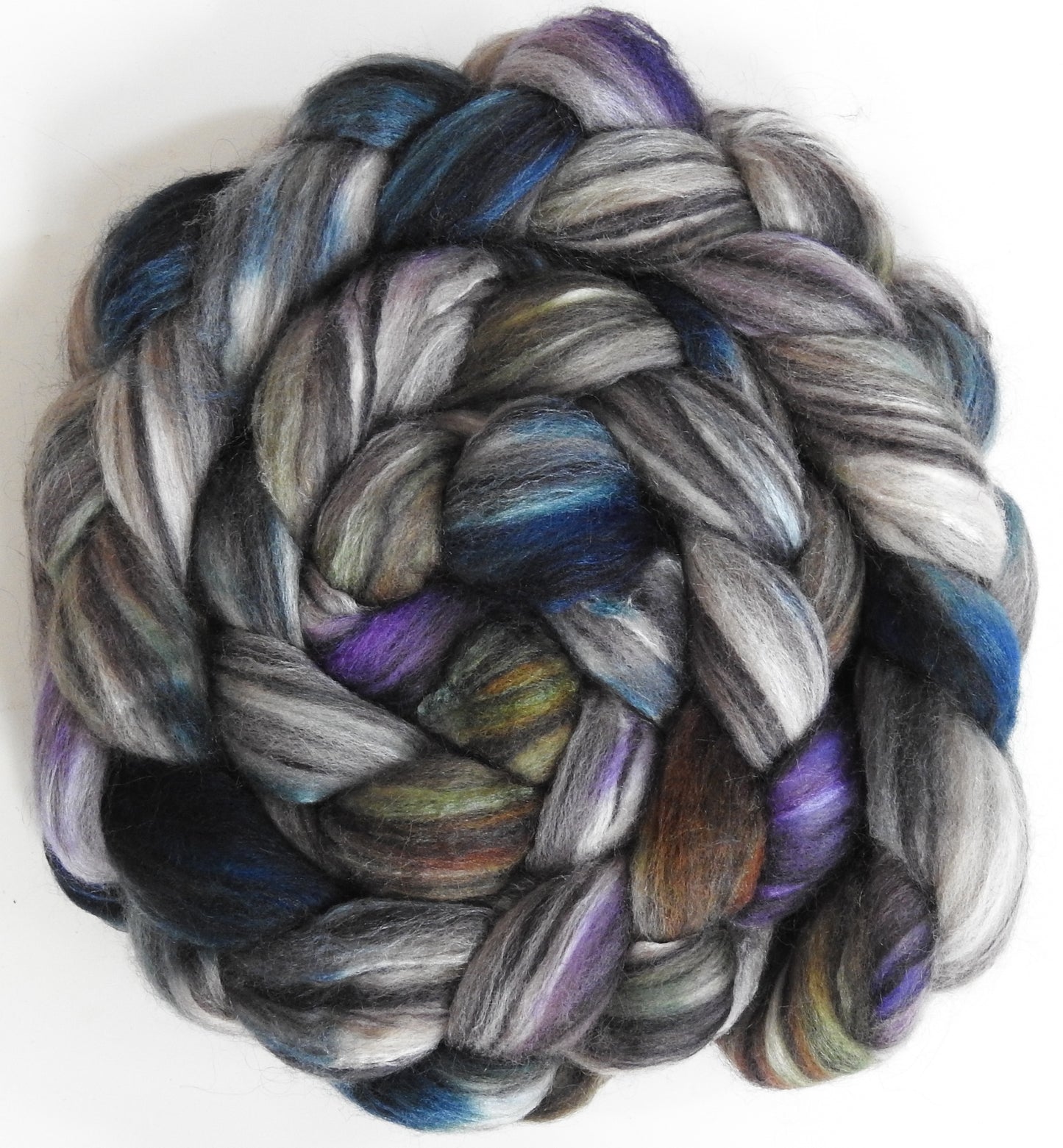 Oysters (5.2 oz) Batt in a Braid #64 (Cormo/ Grey Cashgora/ Tussah Silk (50/25/25)