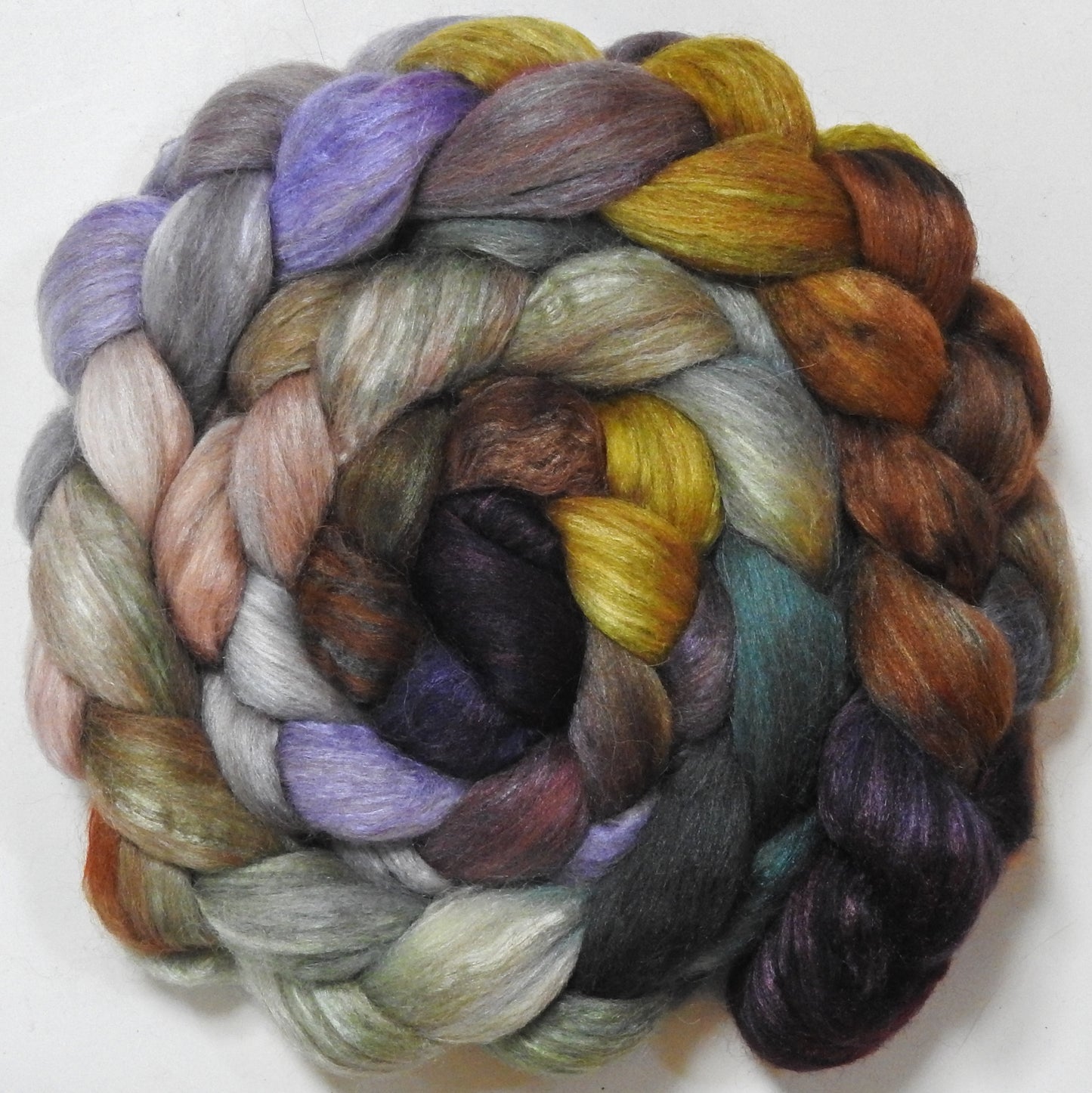 Lady Éowyn (5.6 oz) - Batt in a Braid #6 - 1/3 Grey Baby Alpaca/1/3 Polwarth/ 1/3 Tussah Silk