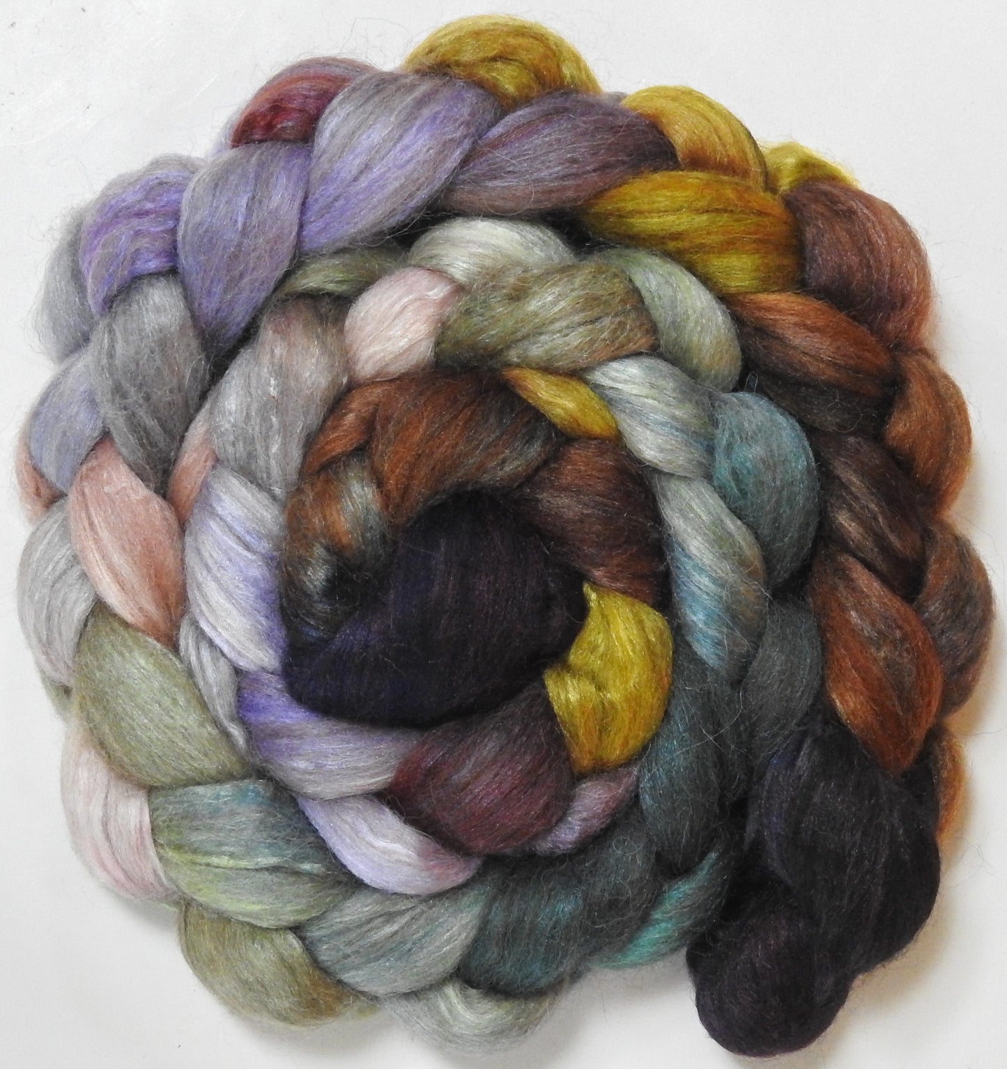 Lady Éowyn (5.6 oz) - Batt in a Braid #6 - 1/3 Grey Baby Alpaca/1/3 Polwarth/ 1/3 Tussah Silk