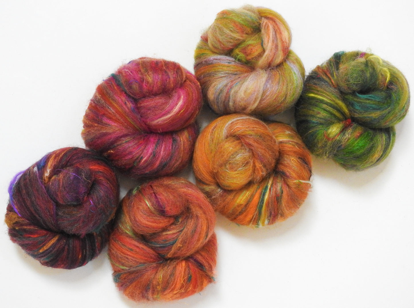 Root Vegetables - NON-Sparkle Sticklebatts - (4.2 oz) - CVM/Rambouillet fleece, merino, silk, sari silk, bamboo