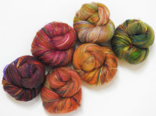 Root Vegetables - NON-Sparkle Sticklebatts - (4.2 oz) - CVM/Rambouillet fleece, merino, silk, sari silk, bamboo