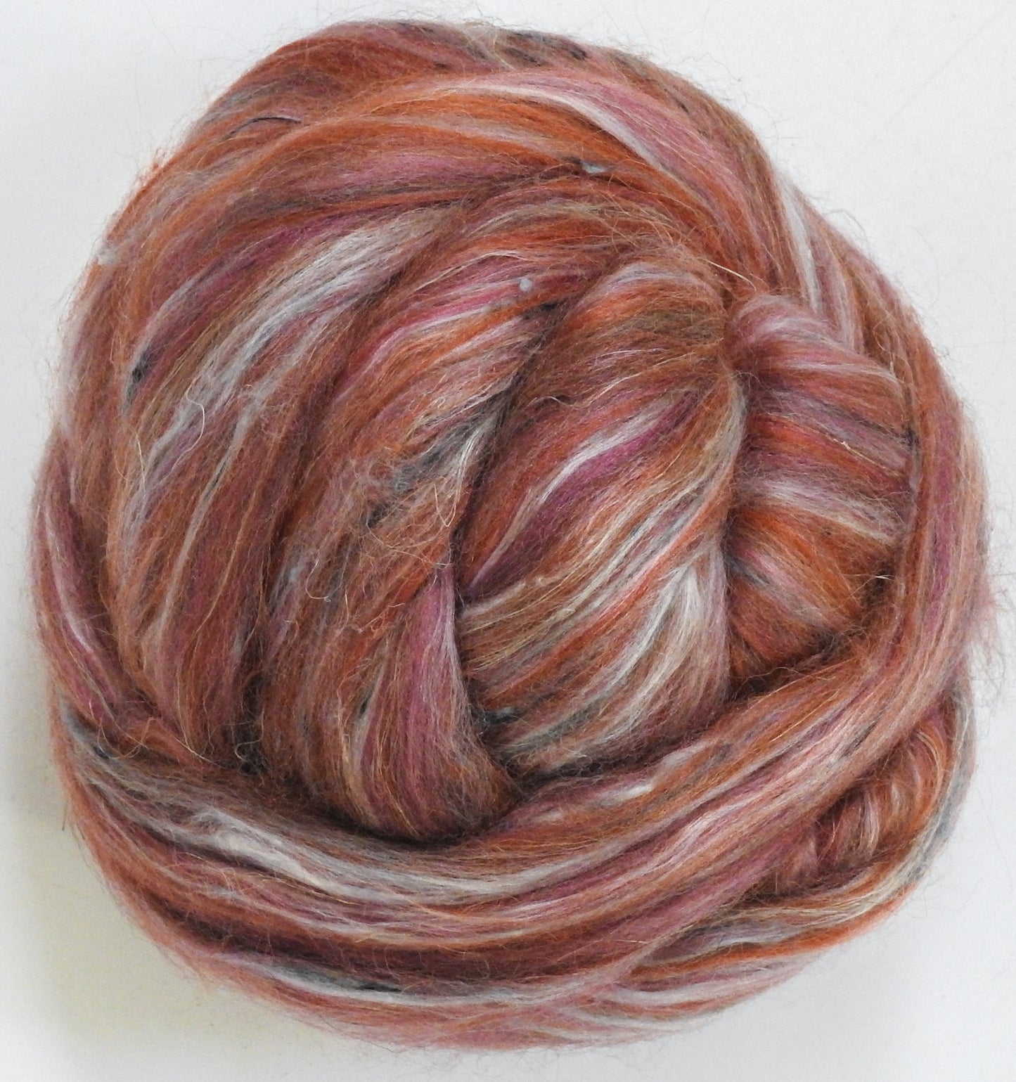 Rosy Bonnet - Mushroom Blend - Bfl/ Tussah Silk/ Shetland /Tweed Blend/ Mint Fiber/ FLAX (25/25/15/15/1010)