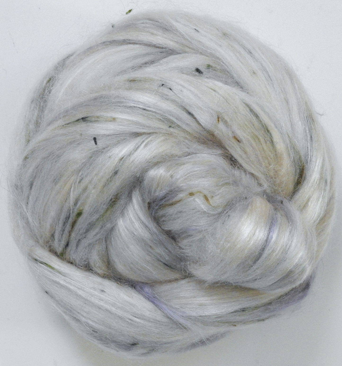 Enoki - Mushroom Blend - Bfl/ Tussah Silk/ Shetland /Tweed Blend/ Mint Fiber/ FLAX (25/25/15/15/1010)