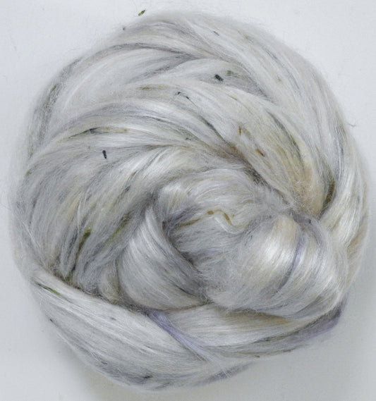 Enoki - Mushroom Blend - Bfl/ Tussah Silk/ Shetland /Tweed Blend/ Mint Fiber/ FLAX (25/25/15/15/1010)