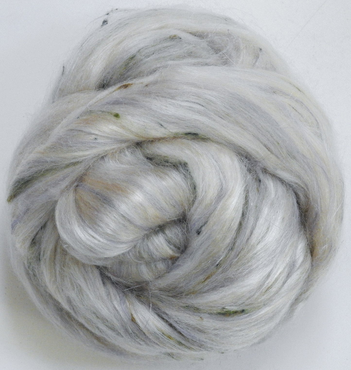 Enoki - Mushroom Blend - Bfl/ Tussah Silk/ Shetland /Tweed Blend/ Mint Fiber/ FLAX (25/25/15/15/1010)
